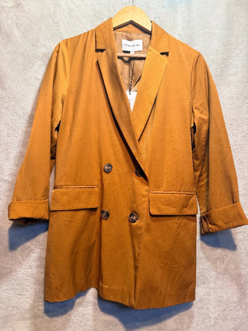 NWT Elizabeth and James for Kohl’s Golden Brown Double Breasted Blazer Small